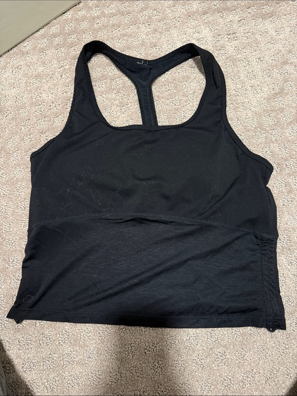 Fabletics Black Racerback Cropped Tank Top